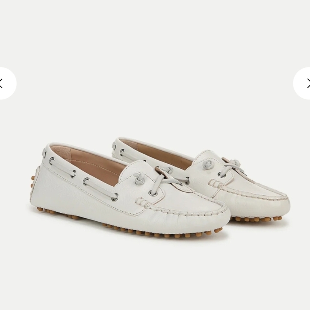 Women's Jia White Leather Boating Loafers Size 7,5